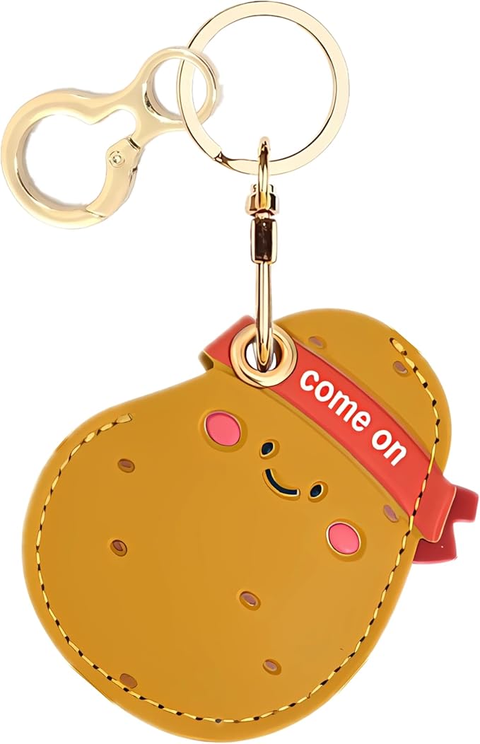 Leather Keychain Holder Case Compatible with AirTag,Cute air tag Cover with Keychain Ring,GPS Tracker Case for Keys