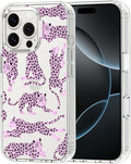 MOSNOVO Case for iPhone 16 Pro, [Buffertech 6.6ft Military-Grade Drop Protection] [Anti Peel Off Tech] Clear TPU Bumper Phone Case Cover Design - Pink Leopard
