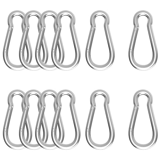 Carabiner, Heavy Duty Galvanized Steel Spring Snap Hook Carabiner Clips with 260LBS Holding Capacity, Ideal for Outdoor, Hammock, Swing and Travel (M6 2.4Inch, 12PCS)