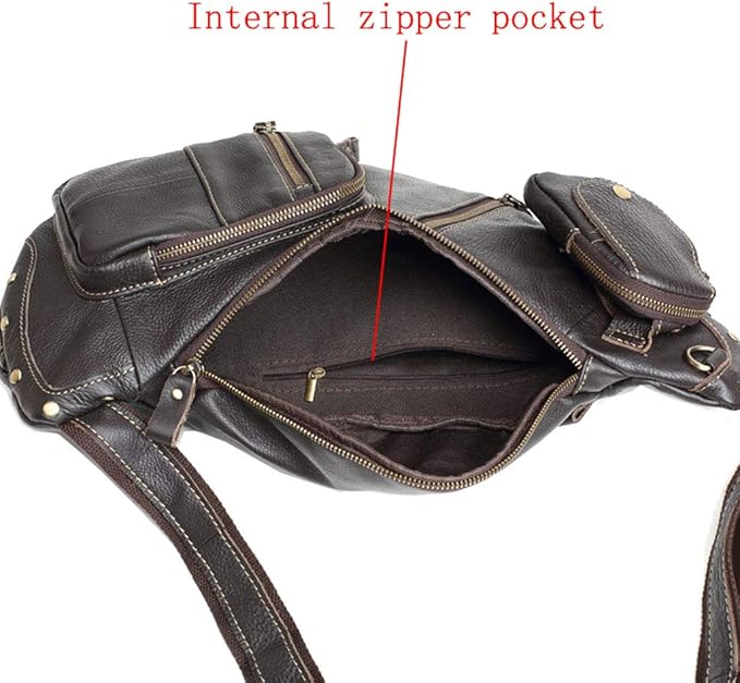 Leather Sling Bag Crossbody Backpack for Men Women Travel Outdoor Sports Hunting Hiking Large Capacity Cool Shoulder Chest Pack Bags Daypack
