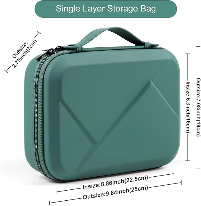 EVA Electronic Accessories Storage Case Large Shockproof Waterproof Storage Bag for Electronics Organizer Portable Cable Storage Bag for Travel or Work (Green, Single Layer)