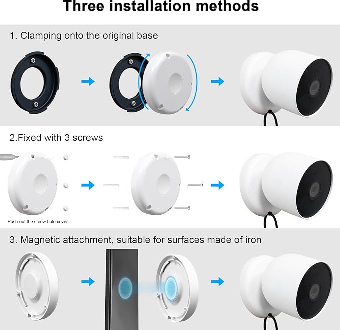 UYODM Magnetic Wall Mounts Compatible with Google Nest Cam Outdoor or Indoor, Battery - 2nd Generation, Magnetic Replacement Base Plate for Google Nest Camera(Nest Cam Not Included)