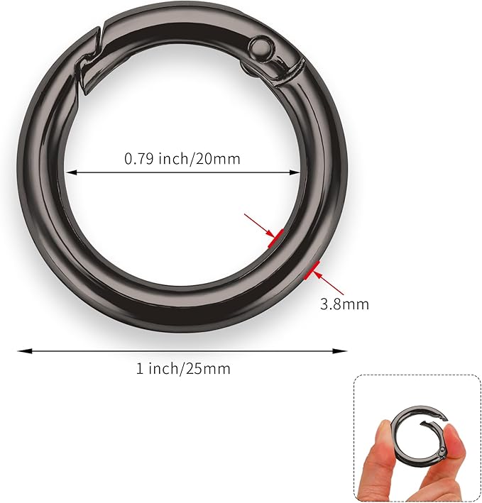 Gkeygo Key Ring Clip, 4/5 Inch Keychain Rings, 8 Pack Round Carabiner Clip for Keys, Buckle, Bags, Purses - Key Chain Hooks Replacement Keychains Lanyard DIY Crafts, Gunmetal