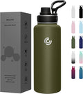 Sports Water Bottle 40oz, Insulated Water Bottle with Handle,Stainless Steel,Simple Modern,Suitable for Travel, School, Boy, Girl(Army Green)