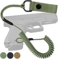 TECEUM Tactical Pistol Lanyard – 3+ Colors – Equipment Accessories for Military, Police, Security & Personal Use – Spring Safety Strap with D-Ring Keeper – Anti-Loss Elastic Coil for Belt or MOLLE