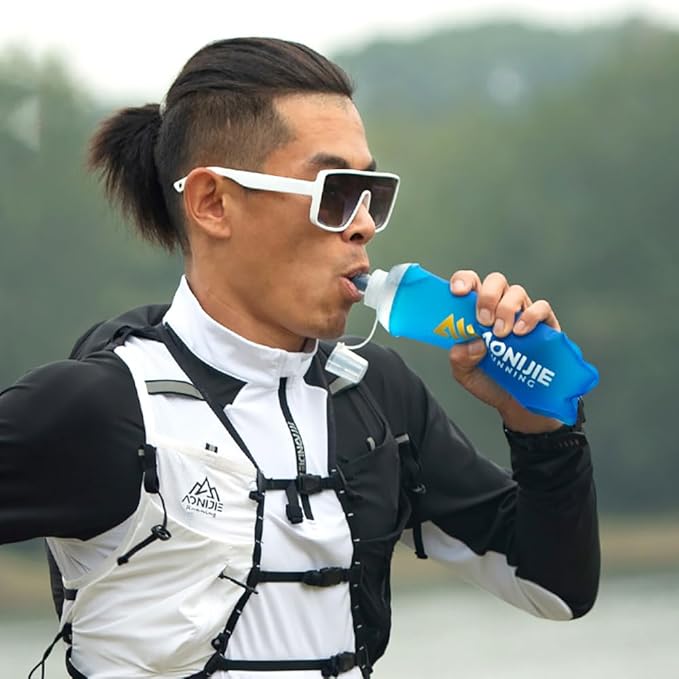AONIJIE TPU Soft Flask Water Bottle Collapsible Running Flask for Hydration Pack, BPA Free, Wide Opening, for Outdoor Sports Hydration