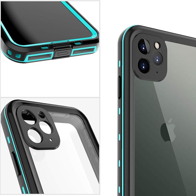 Compatible with iPhone 11 Pro Max Case, Waterproof Full Body Rugged Clear Slim Case with Built-in Screen Protector Heavy Duty Shockproof Cover Underwater Cases for Apple iPhone 11 Pro Max (Teal)