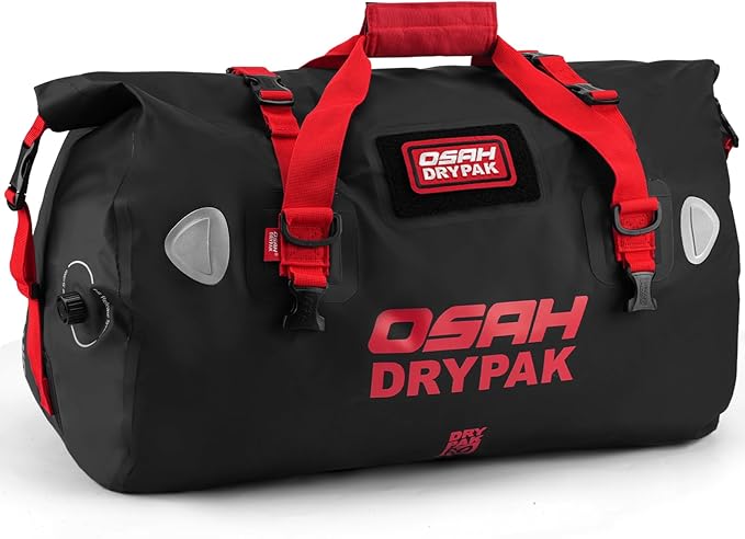 OSAH DRYPAK Waterproof Duffel Bag - Motorcycle Dry Bag Tail Bag with Large Storage Space, Waterproof Luggage Duffle Bags with Outer Mesh Zipper Pocket for Camping, Kayaking, Fishing & Traveling