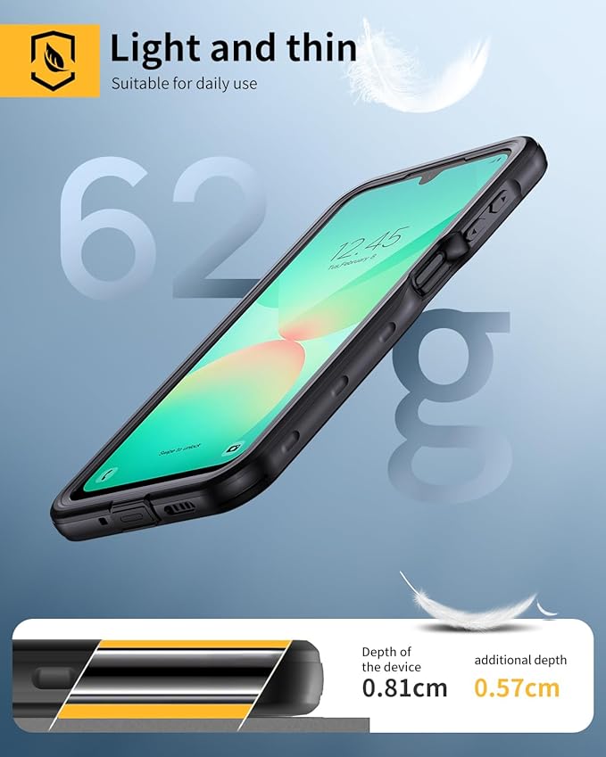Lanhiem for Samsung Galaxy A26 Phone Case, IP68 Waterproof Dustproof, Built-in Screen Protector, Rugged Full Body Shockproof Protective Cover for Samsung A26 6.7", Black