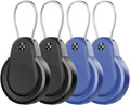 Waterproof AirTag Holder - 4 Pack Lock Case with Keychain for Apple AirTags, Keyring with Wire Cable, Durable & Lightweight AirTags Cover for Key, Kids,Luggage,Backpacks,Pet Collar, Black/Blue