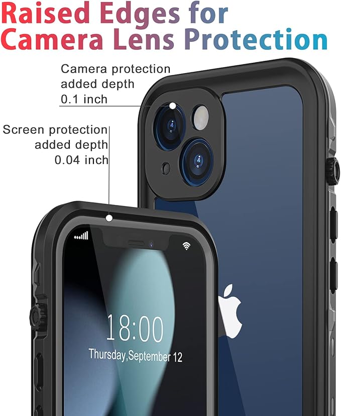 for iPhone 13 Mini Case Waterproof Shockproof Dustproof Full-Body Sturdy with Camera Lens Protector and Built-in Screen Protector,Underwater Full Sealed Cover Protective for iPhone 13 Mini