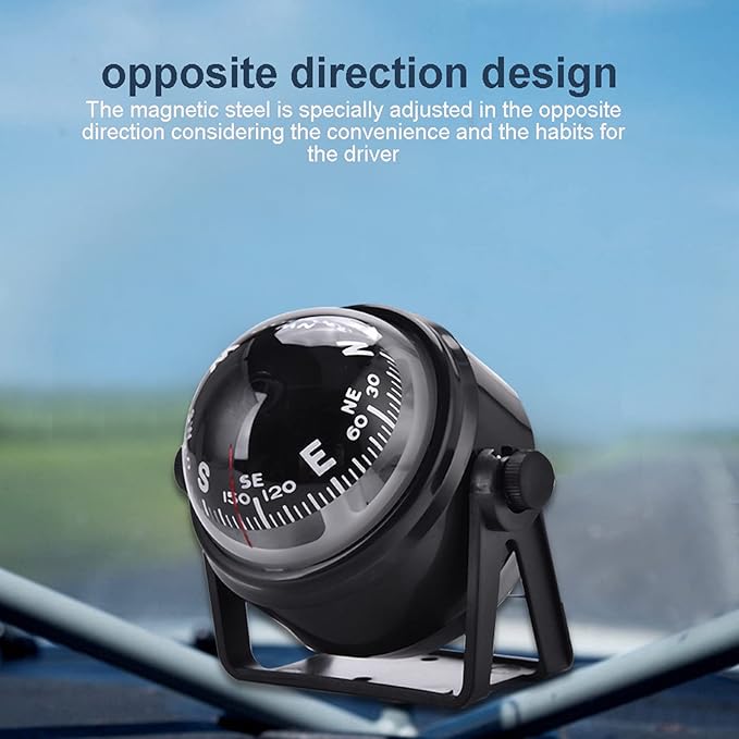 Car Compass Marine Dash Mount, LED Boat Compasses with Adjustable Mounting Bracket, Outdoor Marine Compass for Boats Cars 3.4 x 2.9 x 2.4IN