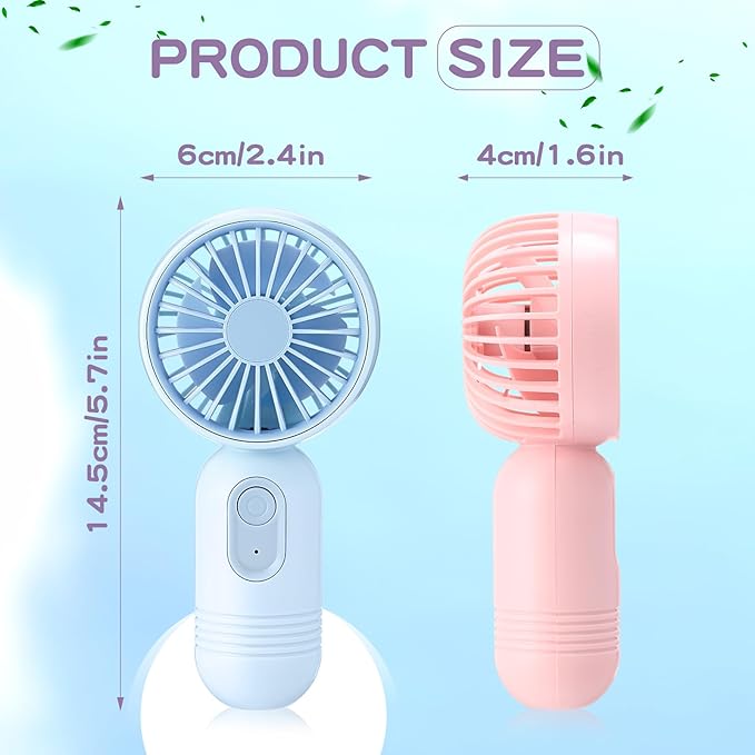 Rossesay 6 Pcs Mini Portable Fan Bulk Cute Handheld Lightweight Small Little Personal Hand Eyelash Fan 3 Speeds USB Rechargeable for Women Men Indoor Outdoor Makeup Travel (Blue,Pink,Purple)