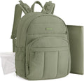 BAGSMART Diaper Bag Backpack, Multi-Pocket Puffy Diaper Bag with Waterproof Changing Pad, Lightweight Stroller-Friendly Diaper Bag with Insulated Pockets, Easy-Access Baby Essential, Green