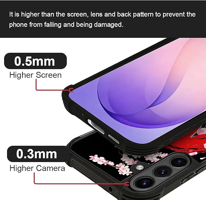 for Samsung Galaxy S26 Case,Graphic Design for Girl Boy Soft Silicone Hard Acrylic Shock Protection Designed for Samsung Galaxy S26 Sakura Japanese Samurai Pattern