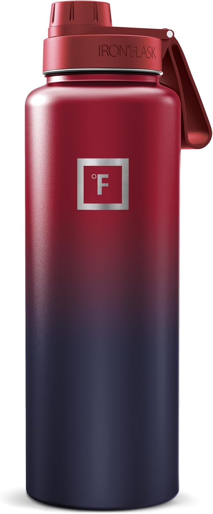 IRON °FLASK Camping & Hiking Hydration Flask with Spout, Wide Mouth Insulated Stainless Steel Sports Water Bottle - Dark Rainbow 40 oz - Spout (1 Lid)