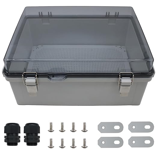 MAKERELE Extra Large Outdoor Electrical Enclosure Boxes Waterproof IP67 Junction Box and 3/4" NPT*2 Enclosure with Mounting Plate Suitable for Various Projects(16.1"*12.2"*7.1")