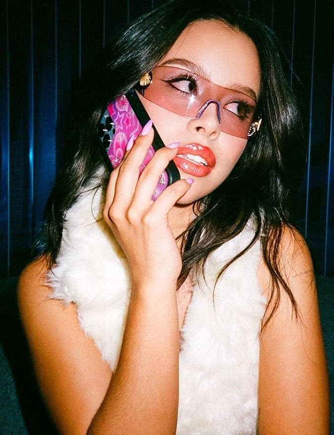 Wildflower Cases - Compatible with iPhone 13 Pro | Protective Black Bumper, 6.5ft Drop Test Certified, Women Owned Small Business | Trendy Pink Purple Stars Hearts | Collab- Cierra Ramirez