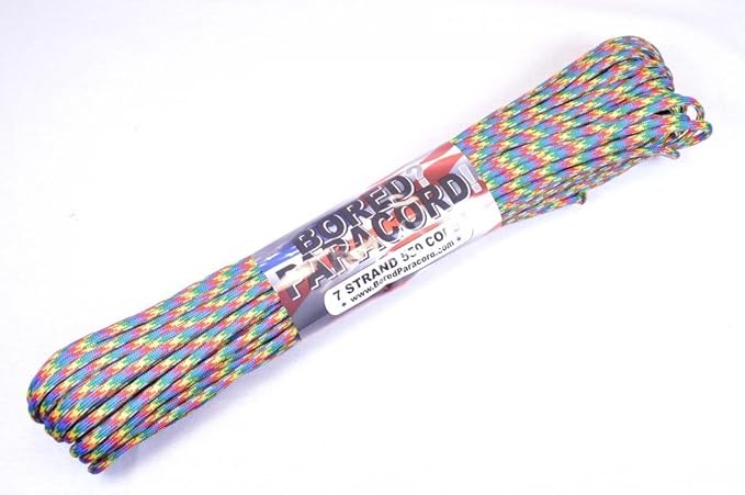 BORED? PARACORD! 550 lb Paracord – Ideal for Crafting, DIY Projects, Camping, Military & Active Outdoors – 300+ Colors – Tactical Parachute Cord Type III – Strong - Autism Awareness 50 Feet