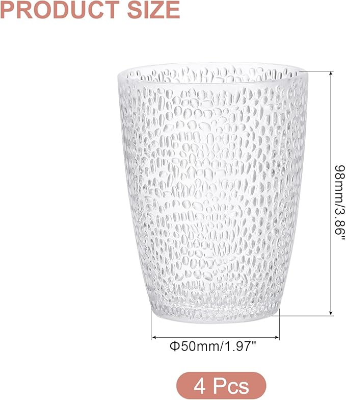 uxcell 10oz Acrylic Drinking Glasses, 4Pcs Plastic Reusable Tumblers Drinkware Unbreakable Water Glasses Cup Stackable & Dishwasher Safe for Home Outdoors Restaurant, Transparent