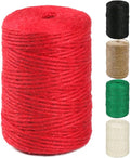 PerkHomy Natural Jute Twine 600 Feet Long Colored Twine Rope for Crafts Gift Wrapping Packing Gardening and Wedding Decor (Red)