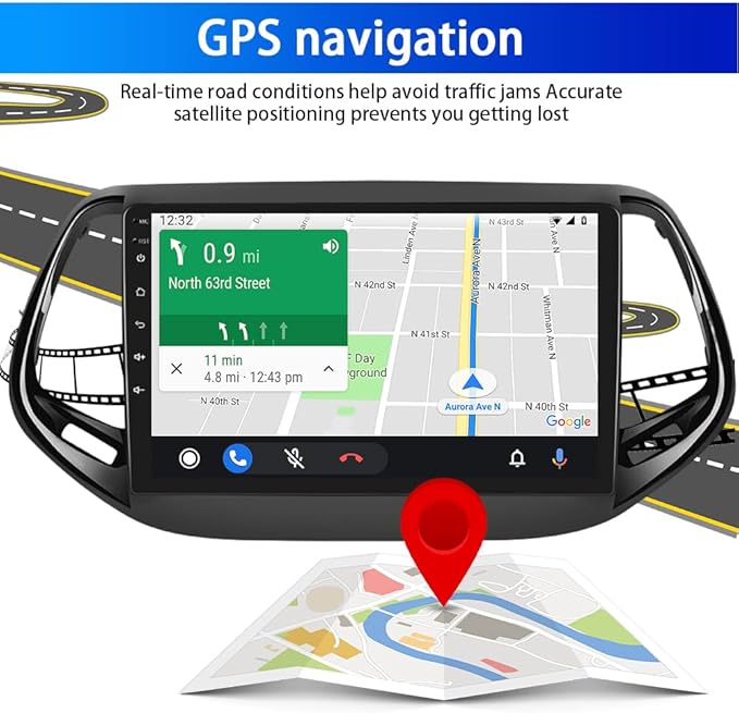 10" Android 13 Car Stereo for Jeep Compass 2017-2019, 2.5D 1080P HD Touch Screen, 2+32GB, Wireless for CarPlay/Android Auto, GPS, Bluetooth, Car Radio Player