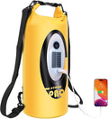 FELICON Solar/Battery Powered Multi-Functional Backpack with Bluetooth Speaker,IP66 Waterproof Dry Bag,Heavy Duty Roll Top Closure,Large Capacity Bag for Camping,Hiking,Traveling (Yellow 10L)