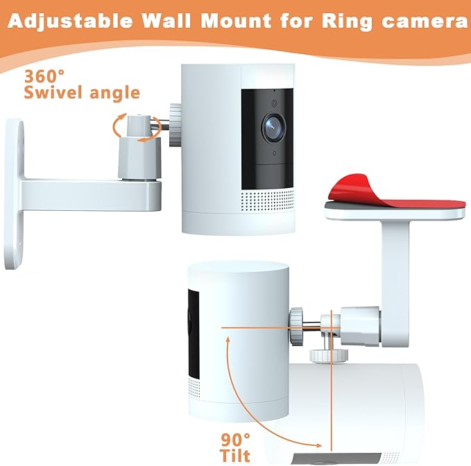 3Pack Camera Wall Mount,Compatible with R-ing Outdoor Cam Plus/Stick Up Cam Battery/Plug-in/Pro/Indoor Cam(1st Gen),360 Degree Adjustable No Drilling Mount for Outdoor Indoor Cameras,White
