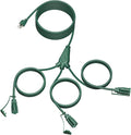 28 Ft Outdoor Power Cord, 1 to 3 Splitter Heavy Duty Weatherproof Extension Cord, 16/3 SJTW, 3 Grounded Outlets Flat Plug for Patio, Garden Displays, Lights, Green ﻿