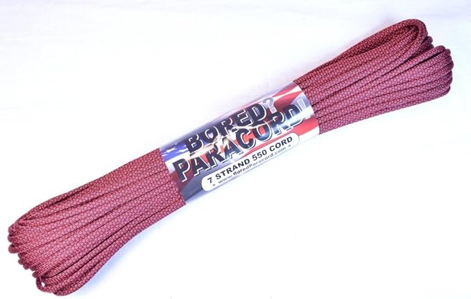BORED? PARACORD! 550 lb Paracord – Ideal for Crafting, DIY Projects, Camping, Military & Active Outdoors – 300+ Colors – Tactical Parachute Cord Type III – Strong - Blood Diamonds 50 Feet