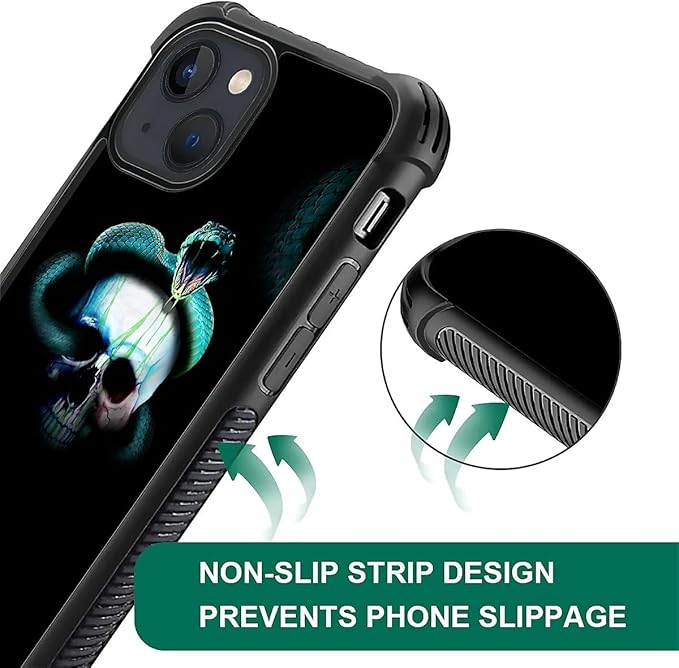 for iPhone 15 Case, Skeleton Winding Snake Pattern Graphic Design Girl Boy Soft Silicone Hard Acrylic Shock Protection for iPhone 15