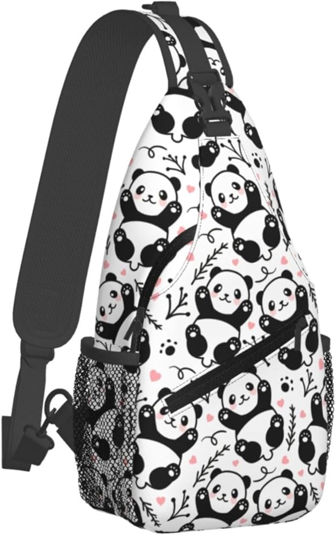 Cute Panda Sling Bag For Women Men Funny Backpack Crossbody Shoulder Bag Sling Backpack Chest Bag Travel Hiking Casual Sport Daypack