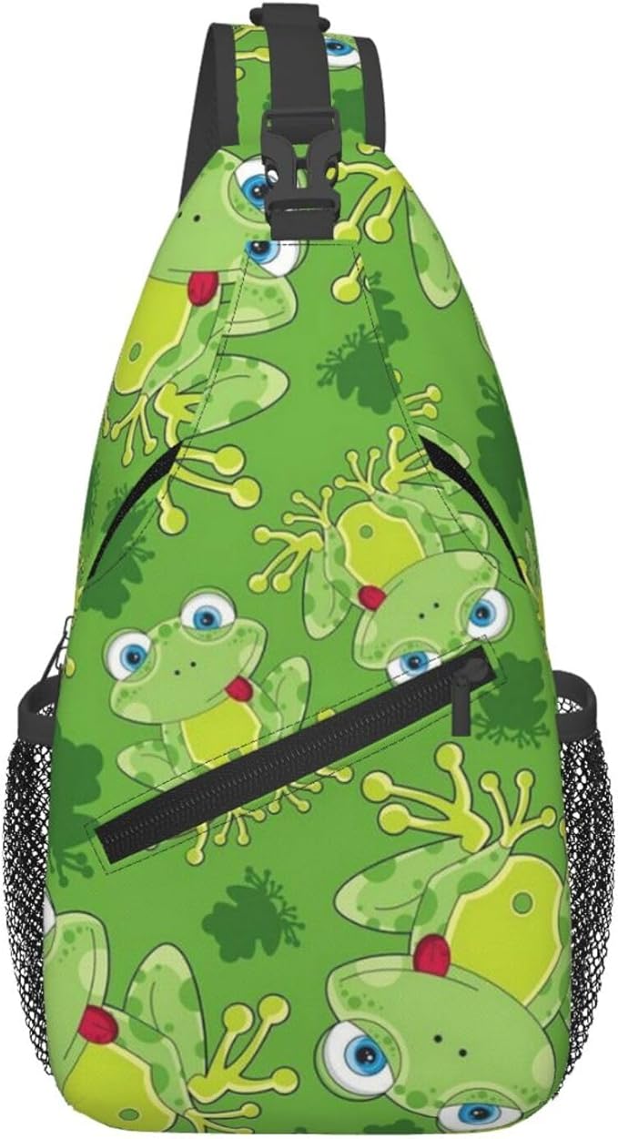 Cute Frog Sling Bag For Women & Men - Fashion Cartoon Frogs Backpack, Crossbody & Shoulder Bag - Travel & Hiking Daypack