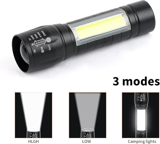 10 Pack LED Rechargeable Flashlight, Super Bright Small Mini Camping Flashlights Zoomable Beam, Convenient USB C Charging for Camping Hiking Outdoor Home Emergency