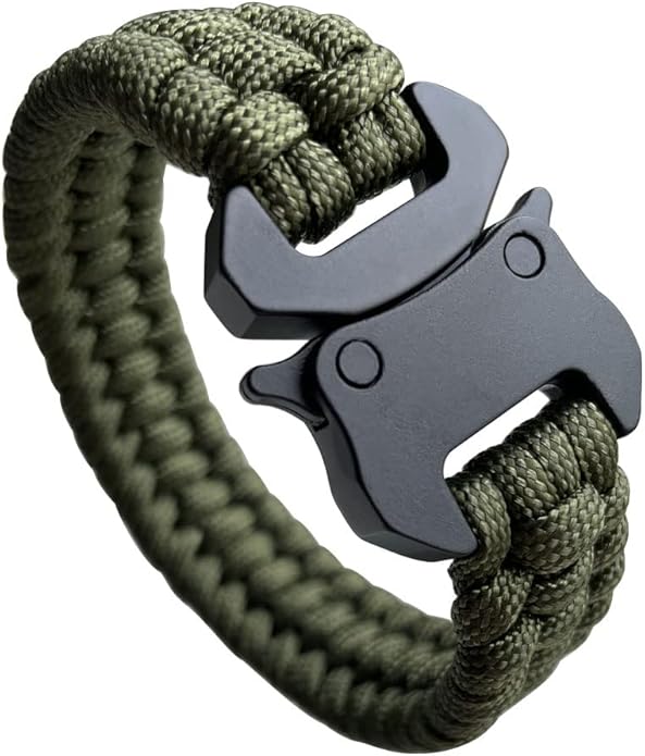 Parachute Cord Bracelets Trilobite Weaved Paracord Bracelet with Side Release Buckle 8.7 inch Black Bracelet for Men Women 1 Set