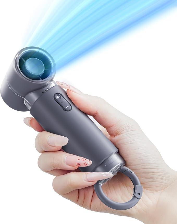 WSKEN Portable Handheld Fan, Rechargeable, 5 Speeds Mode, 20000rpm Brushless Motor, [Small But Powerful] - Ideal for Travel, Cruises, Hiking, Concerts & Lover Gifts(Gray)
