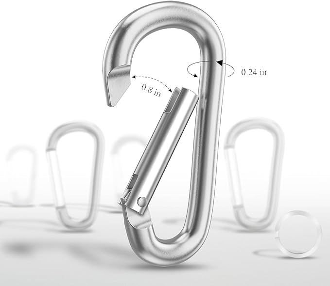 Carabiner Keychain Clip -3" Aluminum Carabiner D Ring, Caribeener Clips, Spring Snap Hook for Keychain Clip