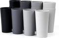 26-ounce Plastic Drinking Glasses Stackable Tumblers Water Cups Mixed Drinkware, set of 12 Grey Stone Reusable Shatter-resistant Dishwasher Safe