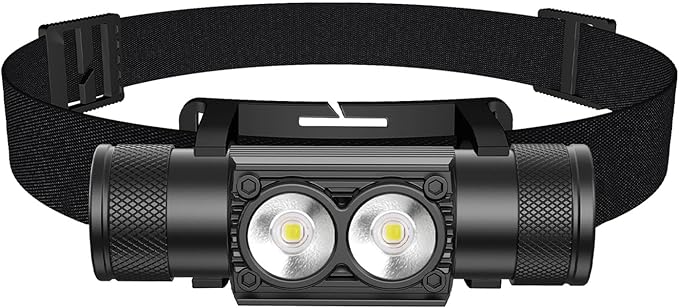 Headlamp Rechargeable, High Lumen Super Bright 180°Beam LED Head Lamp, Head Lights for Forehead, IPX6 Headlamps for Adults, 6 Modes, Fishing, Camping, Running, and Walking Dogs (H25A)