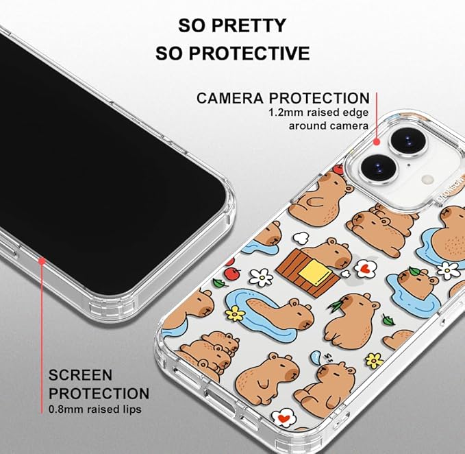 MOSNOVO for iPhone 17 Case, Shockproof Military-Grade Protection 6.6ft Drop Tested, Camera Control, Clear Phone Case for iPhone 17, Capybara Land Design
