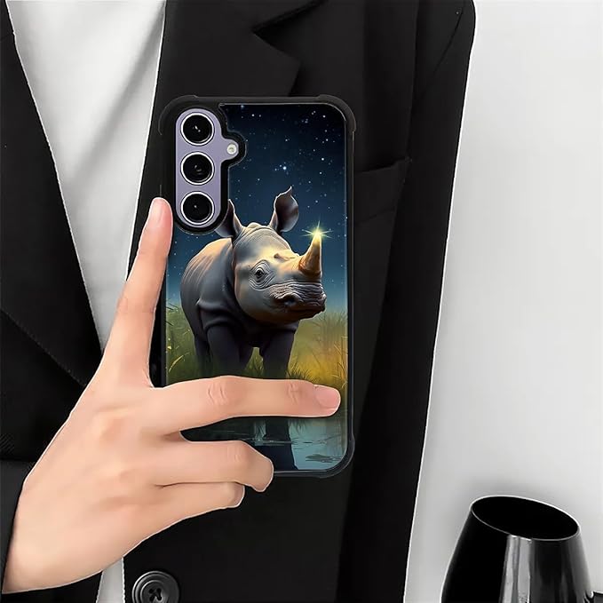 for Samsung Galaxy S24 S25 Case, Rhino Water Marshes Pattern Graphic Design Girl Boy Soft Silicone Hard Acrylic Shock Protection for Samsung Galaxy S24 S25