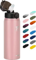 Fanhaw 24 oz Insulated Stainless Steel Water Bottle with Straw Lid, Leakproof & Anti-Dust Sports Bottle for Kids, Women & Men (Pink)