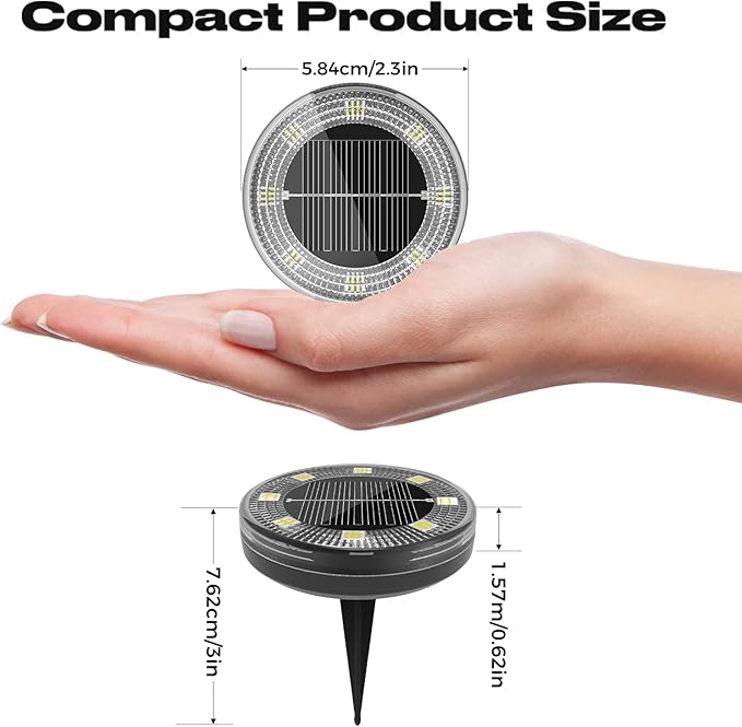 Peasur Mini Solar Ground Lights, 4 Pack Flat Solar Disc Lights Outdoor Waterproof, 2.3 Inch Small Solar Garden Lights Landscape Lighting for Outside Pathway Garden Yard Lawn Walkway,Cool White