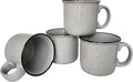14oz Ceramic Campfire Coffee Mug (Set of 4), Gray with Speckled Finish - Durable Thick Walled Camping Style Cup for Outdoors or Home