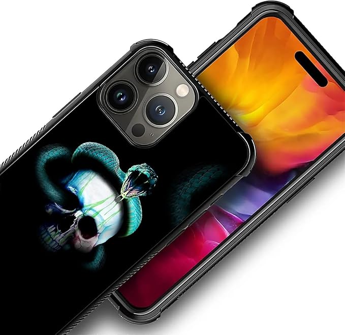 for iPhone 16 Pro Max Case, Skeleton Winding Snake Pattern Graphic Design Girl Boy Soft Silicone Hard Acrylic Shock Protection for iPhone 16 Pro Max