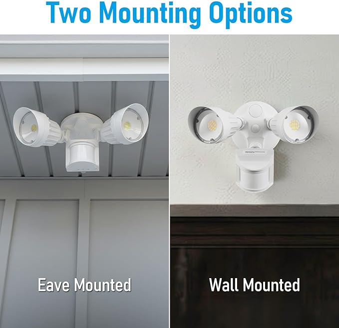 LEONLITE 3CCT LED Security Light, Motion Sensor Outdoor Lights, Dusk to Dawn, ETL Listed, Adjustable Heads, 3000K4000K5000K Selectable, Motion Detector Flood Light, Aluminum, IP65 Waterproof, White