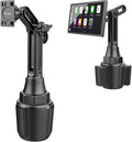 Cup Holder Car Mount for Portable CarPlay Screens, Adjustable Height, Flexible Long Arm, Alternative Cupholder Mounting Solution for in-Car Android Display Monitors (Bracket Adapter Included)