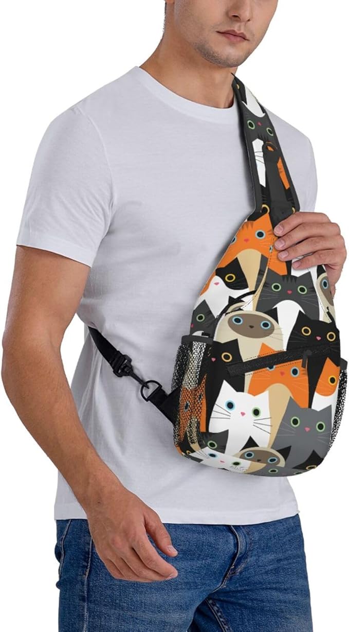 Cute Cats Sling Bag For Women Men Fashion Print Backpack Crossbody Shoulder Bag Sling Backpack Chest Bag Travel Hiking Casual Sport Daypack