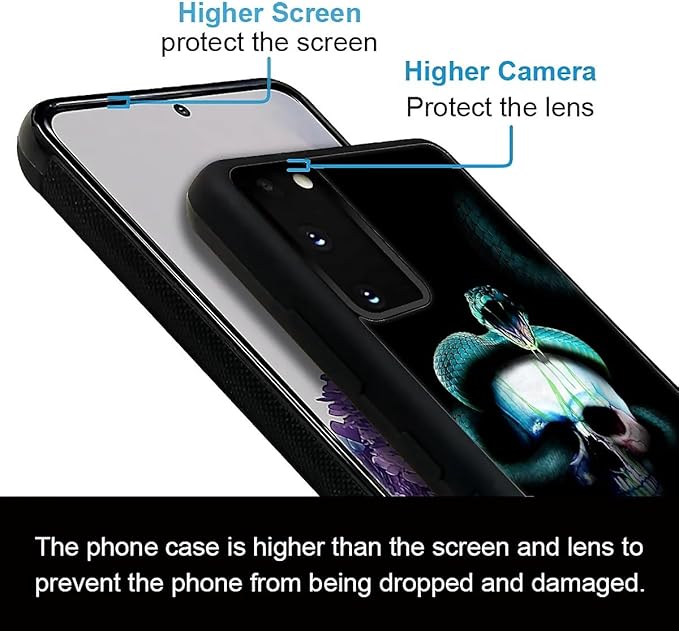 for Samsung Galaxy S20 Case, Skeleton Winding Snake Pattern Graphic Design Girl Boy Soft Silicone Hard Acrylic Shock Protection for Samsung Galaxy S20