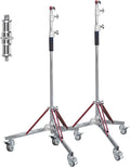 Kate 2 Pack Heavy Duty 10.8ft Light Stand with Casters, Adjustable Reinforced Stainless Steel Light Stand Tripod with 3 Wheels for Photography for Studio Softbox, Monolight, Reflector